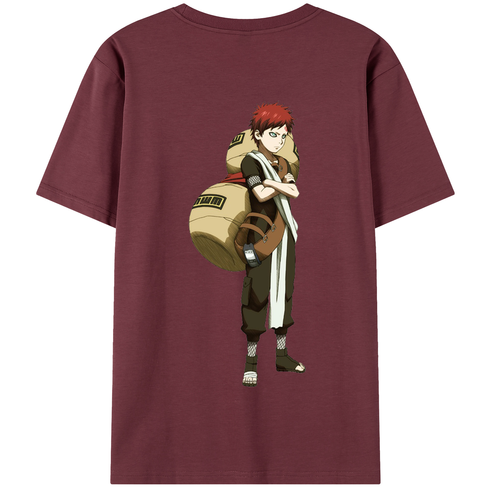 （画像用） NARUTO -ナルト- ガアラ Gaara 綿100％半袖Tシャツ（背面プリント）